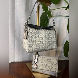 Coach NWOT Lurex Optic C Silver Wallet and Turnlock Wristlet Y2K Bundle